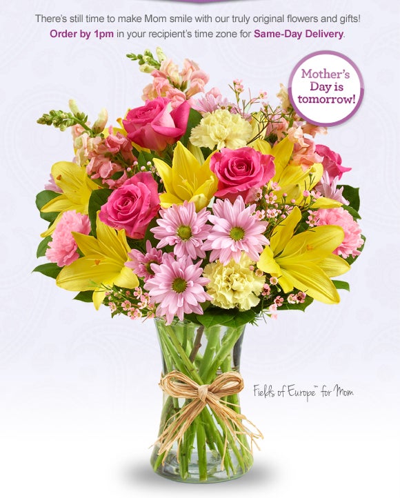 There's still time to make Mom smile with our truly original flowers and gifts. Order by 2pm in your recipient's time zone for Same-Day Delivery.