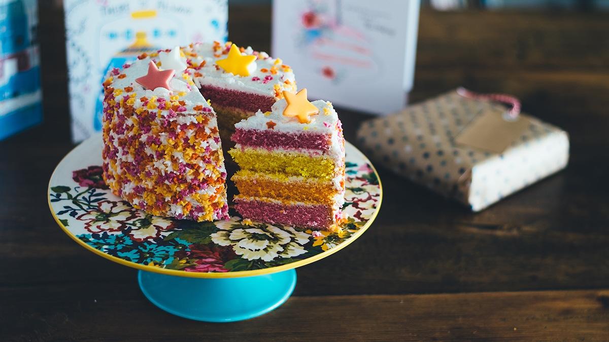 A birthday cake that shows fall colors popular for people celebrating September birthdays