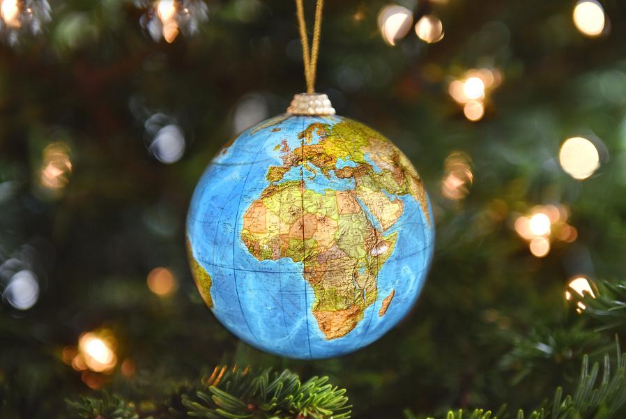 globe ornament christmas around the world