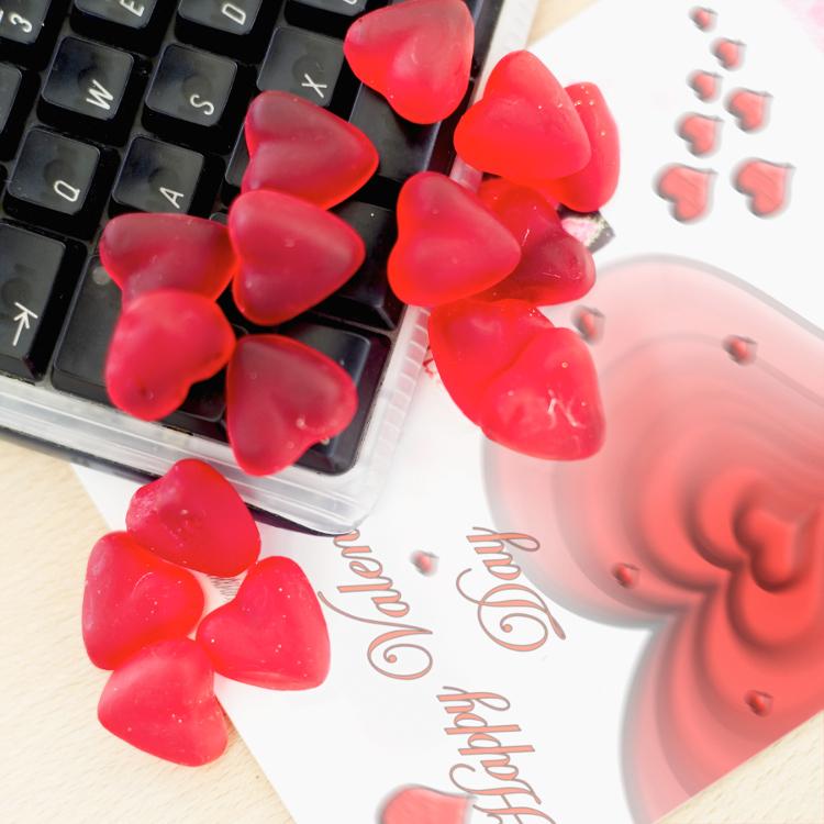hearts on office keyboard