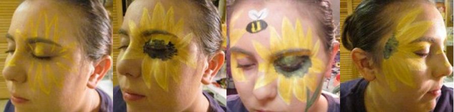 diy flower face painting sunflower-with-bee