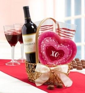 Wine & Chocolate Romance for 2 Gift Basket