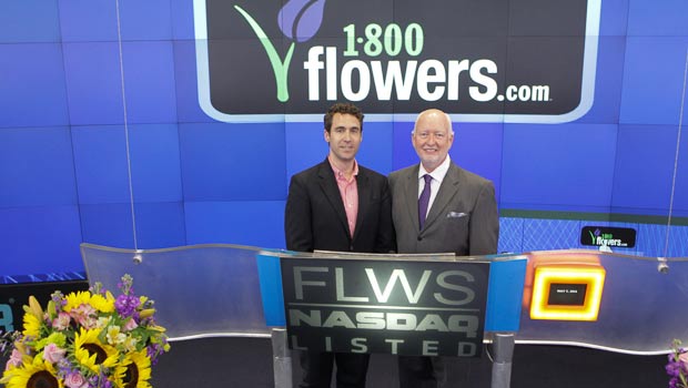 1-800-Flowers CEO Jim McCann and Brian Brewer of the Cancer Research Insitute at NASDAQ on 5-7-13 for Mother's Day