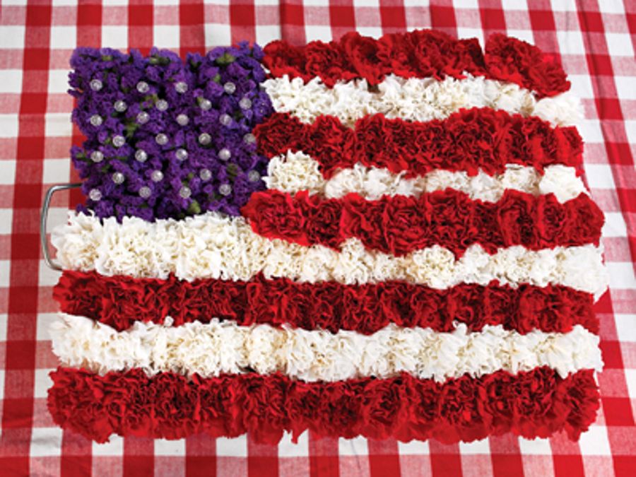 American flag made with fresh flowers