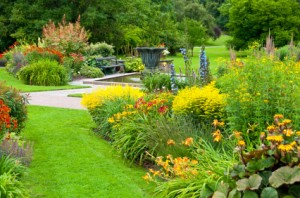 Private Gardens with Flowers and a Fountain