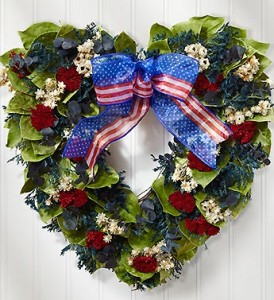 red, white, and blue wreath