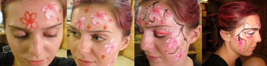 how to face paint cherry blossoms step by step