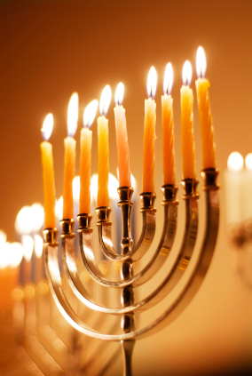 A Menorah Lit for Hanukkah