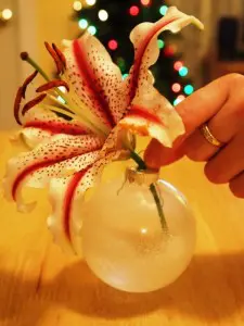 How to Place a Fresh Flower Into a Glass Ornament
