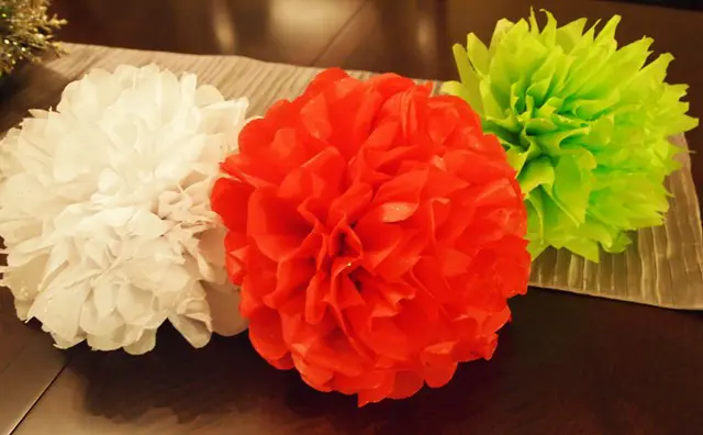 tissue paper flower ornament with Tissue Paper Flower Ornaments in Rose and Poinsettia Shapes