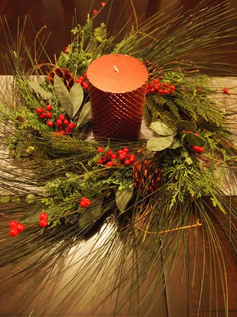 Pine Wreath Used as a Centerpiece