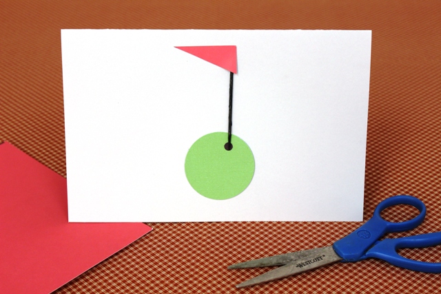 Red Cardstock Flag Cut out and Glued on Golf Father's Day Card