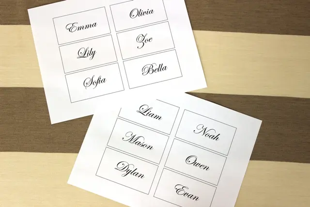 diy wedding decor with Printed Place Card Template