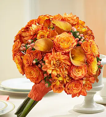 Orange Mixed Bridal Bouquet