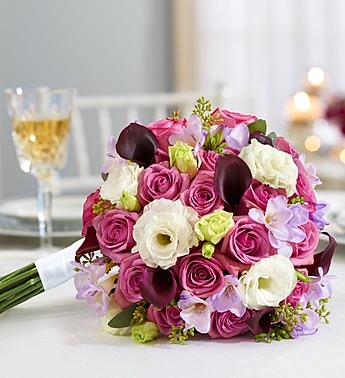 Wedding Flower Traditions with bridal bouquet on table