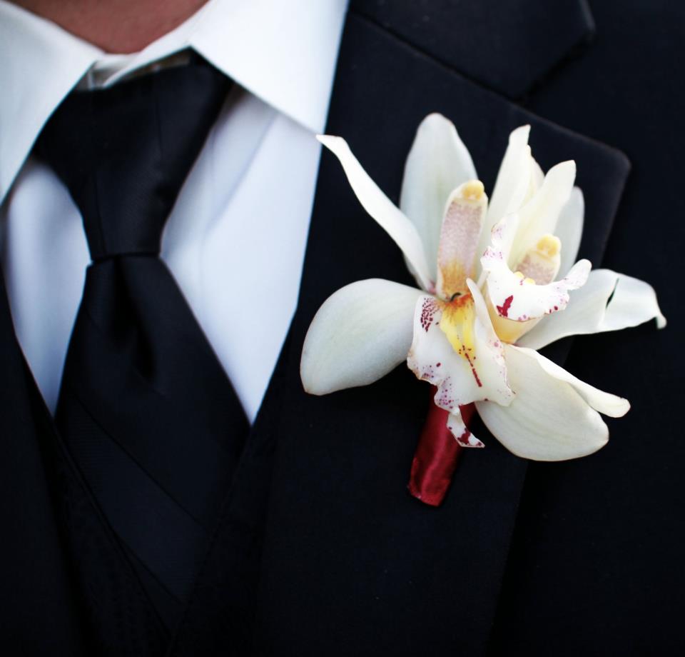 Marianna's Groom Wearing a Vineyard-Inspired Orchid Bouttoniere
