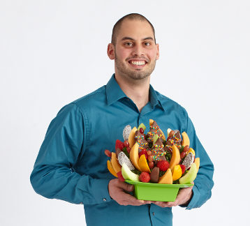 Rob-with-fruit-bouquets-holiday-spirit