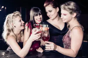 Toast with your bridesmaids at your bridesmaid party!