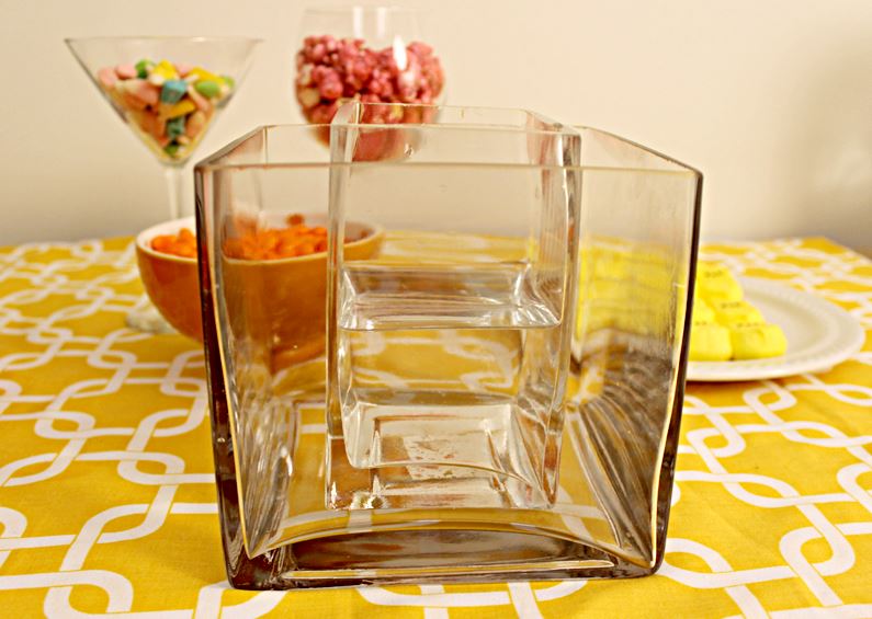 Easter Candy Centerpiece with glass vase