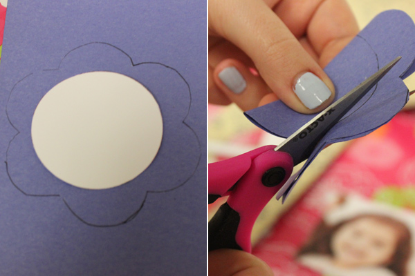 a photo of diy photo flowers: cutting out the flowers