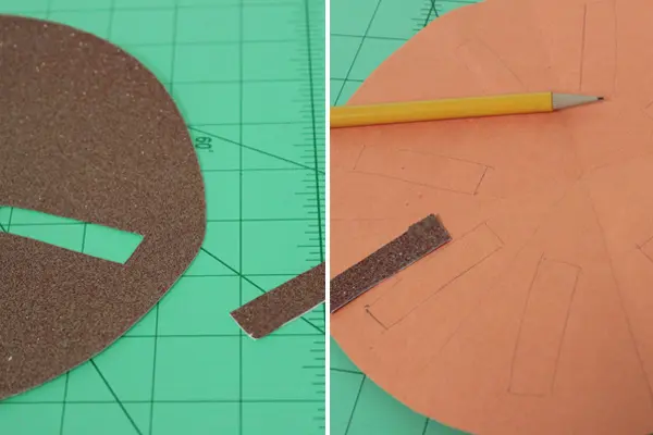 a photo of a sunflower wheel of appreciation: cutting out and tracing rectangle