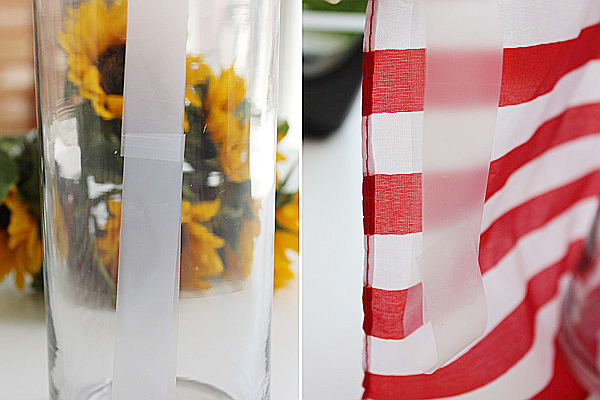 DIY 4th of July Decorations with tape on vase