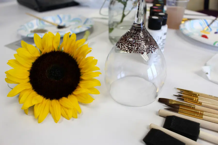 hand painted wine glasses with Sunflower Inspiration Wine Glass Painting