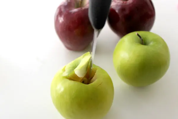 apple vase with carving an apple