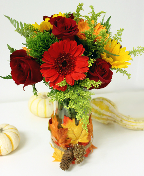 DIY Fall Leaf Vase with Autumn Flowers