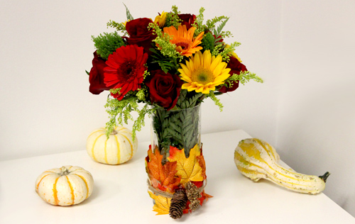 leaf vase with diy fall leaf vase