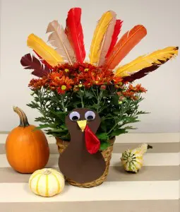 Thanksgiving Potted Plant Turkey Craft for Kids