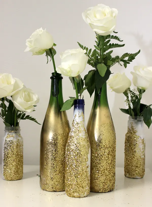 DIY Glitter Shot-Glass Vases