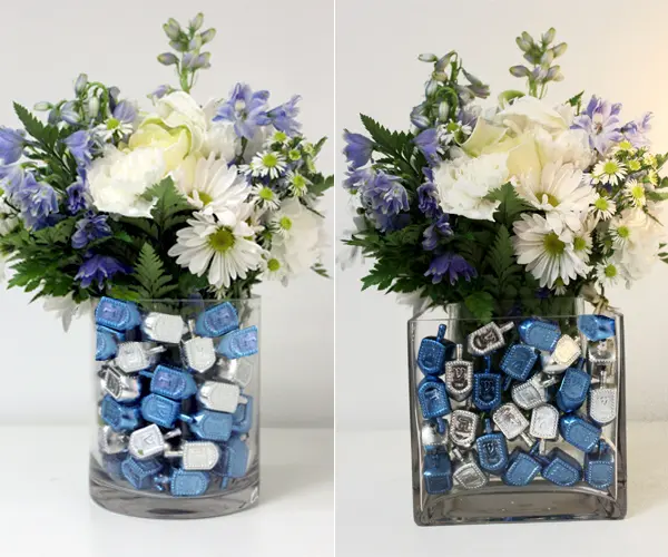 DIY Hanukkah Decorations: How to Make a Floral Hanukkah Centerpiece with Dreidels