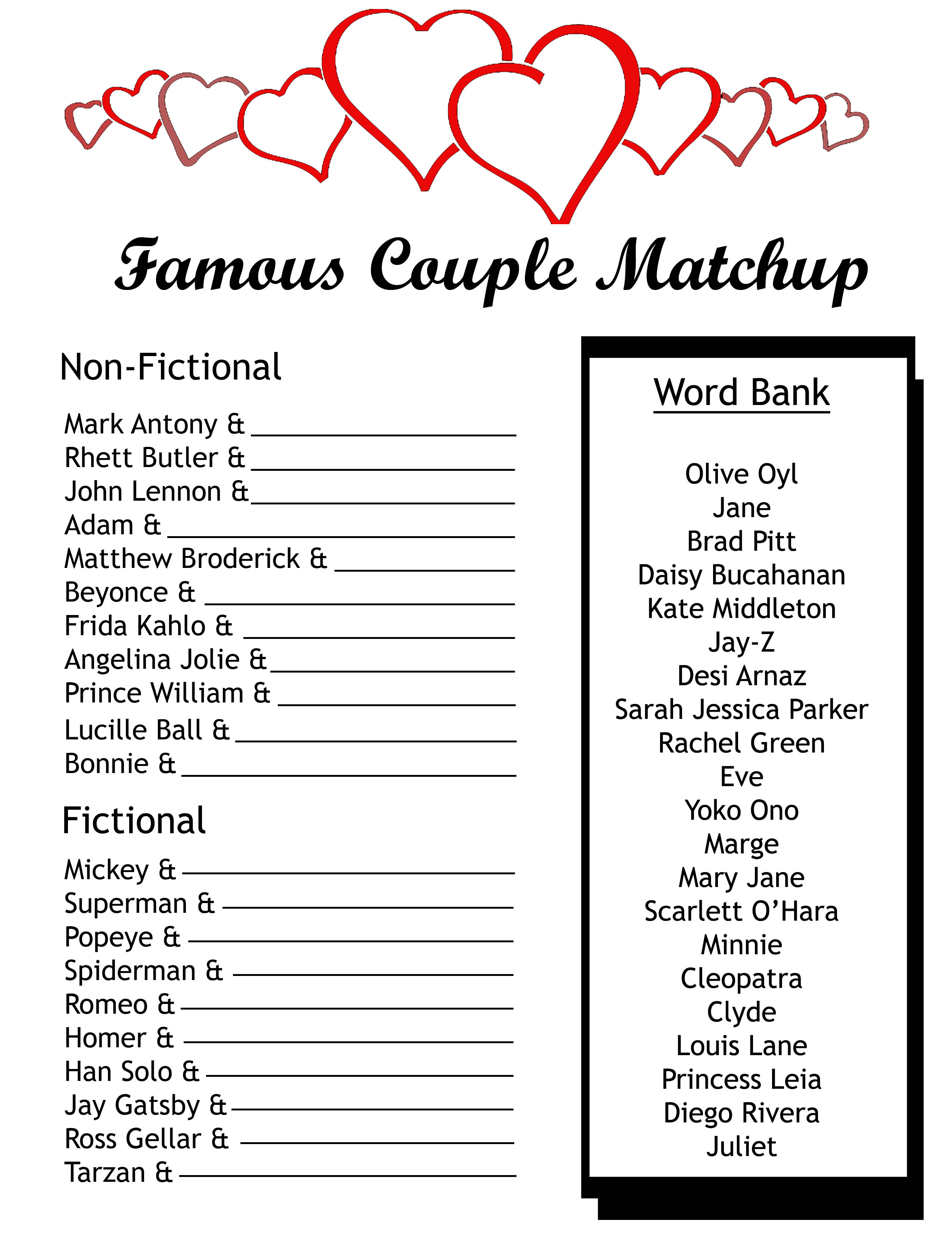 Free Printable Couples Games