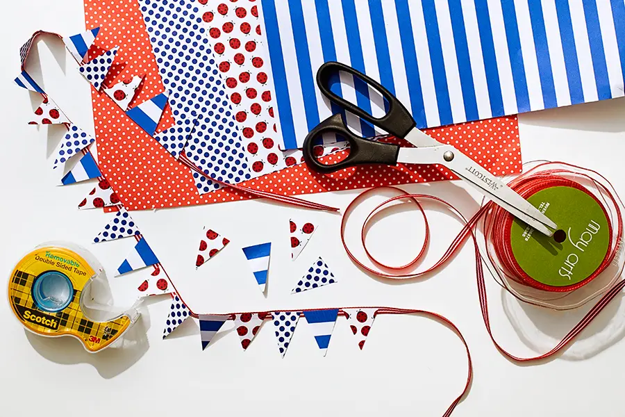 4th of july crafts with flag garland supplies
