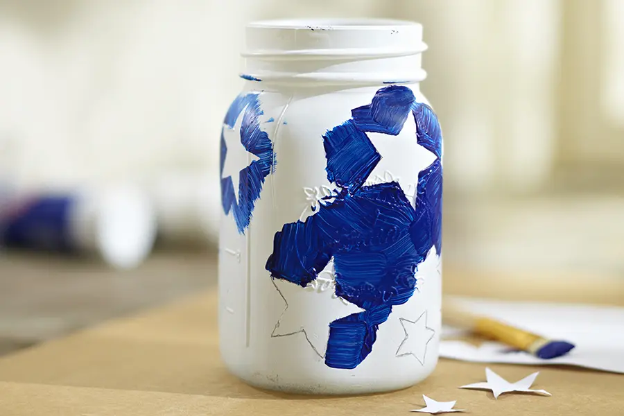 4th of july crafts with painting mason jar blue