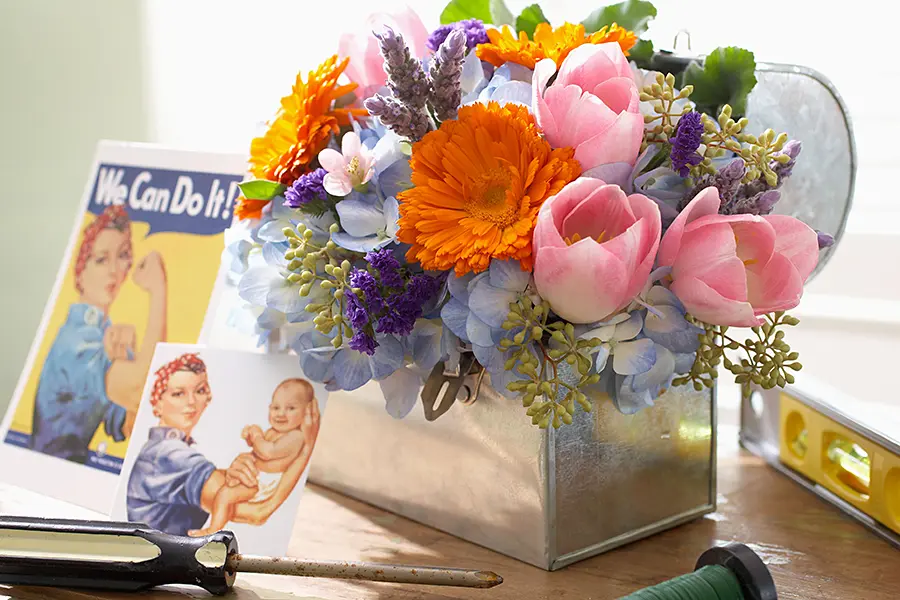 Rosie the Riveter Flower Arrangement