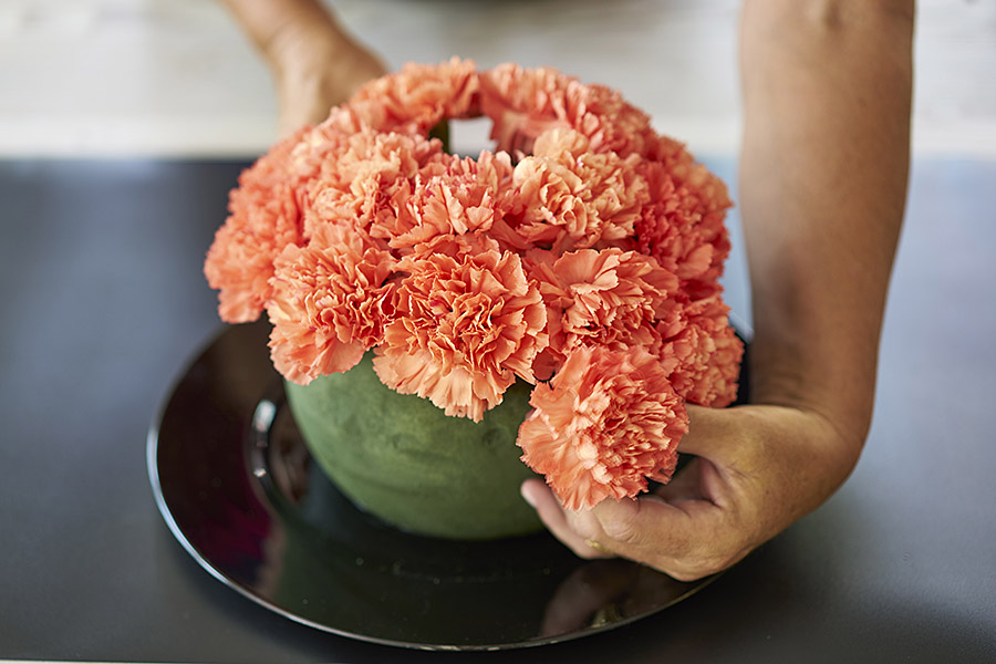 pumpkin decorations repositioning carnations