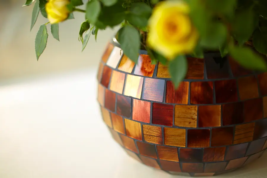 fall colors with bronze vase