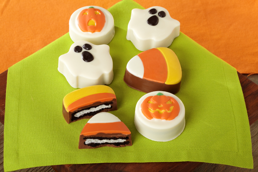 Chocolate Covered Oreos for Halloween- Ghosts and Candy Corn