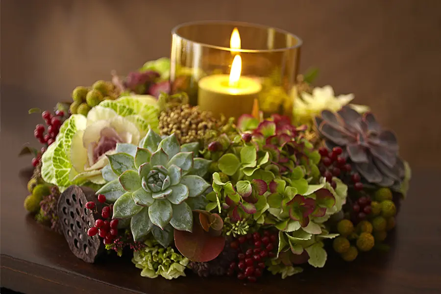 thanksgiving centerpiece ideas with Succulent Wreath Centerpiece