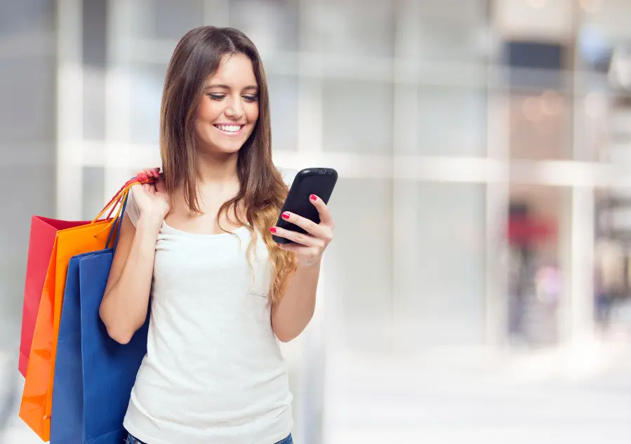 singles day with woman shopping on her phone