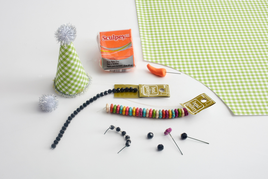 Snowman Decoration Supplies Beads, Hat, Nose, etc.