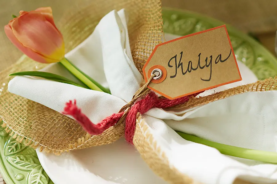 tulip decorations with Wired Ribbon Napkin Ring with Burlap and Tulip