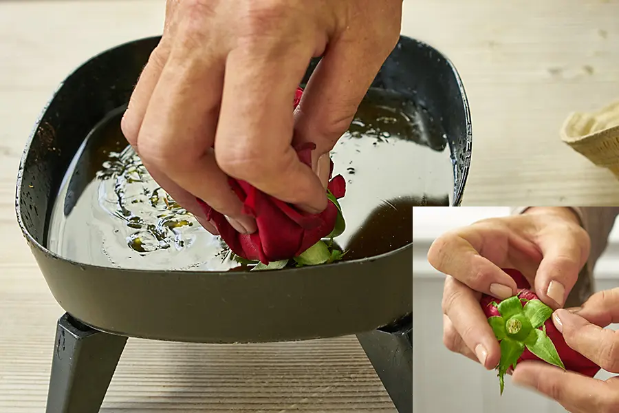 Dipping Flowers in Hot Glue