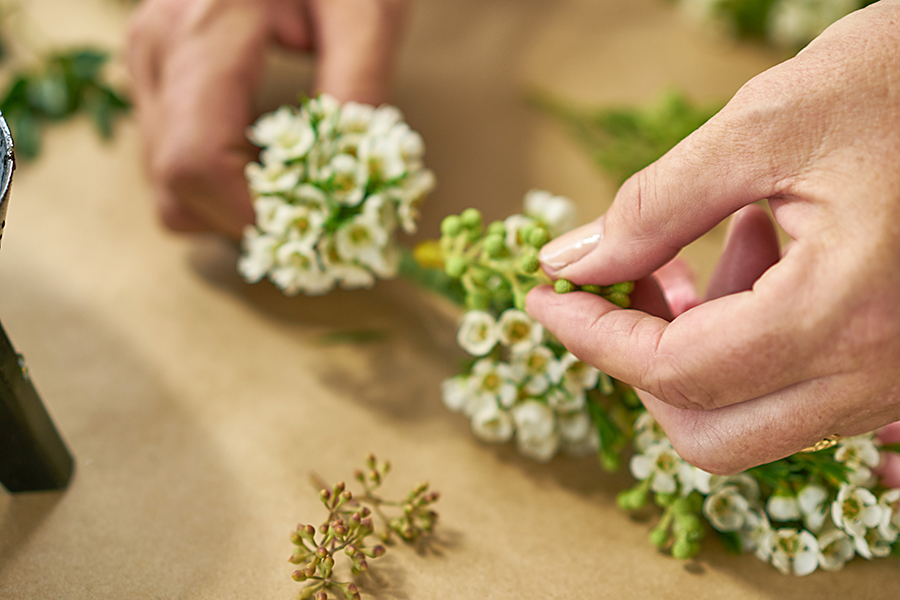 Insert between waxflowers and roses