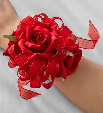 promposal ideas with red rose prom corsage