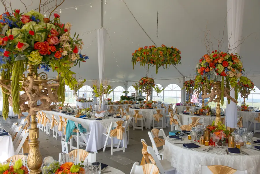 flowers-hanging-from-tent-ceiling