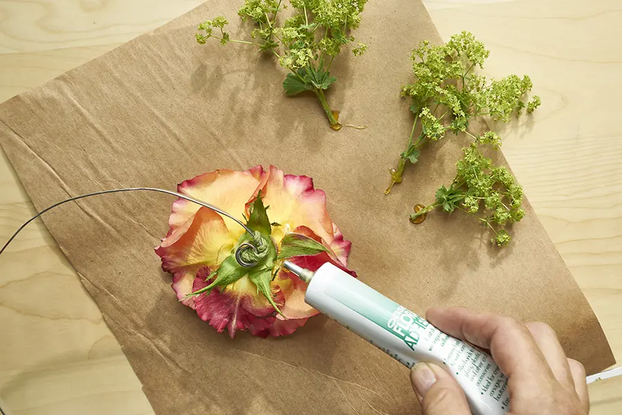 floral adhesive glue is perfect for delicate corsage work