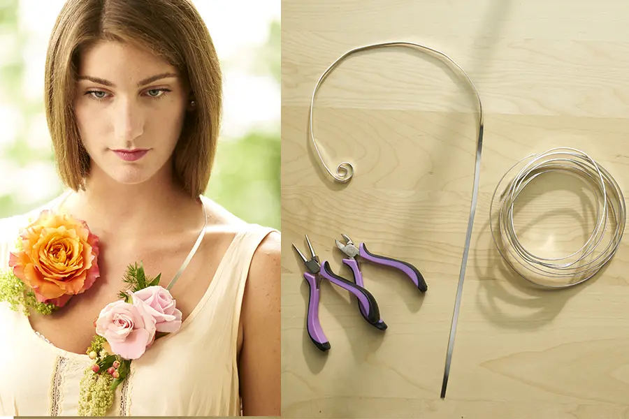 a photo of a floral necklace: wire shape for necklace